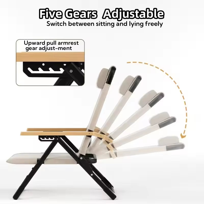 Angle Adjustable Camping Chair with Detachable Pillows,Long Camping Chair Fishing Chair Folding for Camping Fishing Hiking